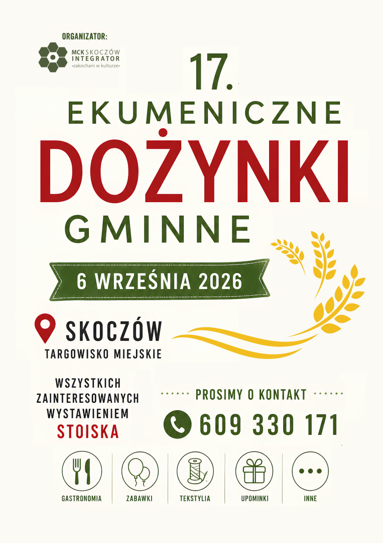  - Stoiska - 17. Ekumeniczne Dożynki Gminne w Skoczowie - informacja dla wystawców